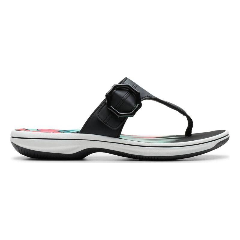 クラークス レディース シューズ サンダル Clarks Cloudsteppers Breeze Cove Womens Cushioned Flip Flop Sandals Black ブラック