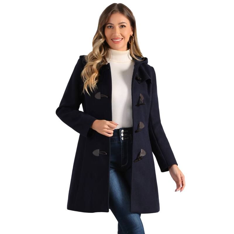 アレグラ ケー レディース アウター ジャケット・ブルゾン コート ALLEGRA K Womens Hooded Toggle Button Up Duffle Coat Winter Outwea