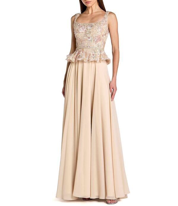 マックダガル レディース トップス ワンピース シフォン スカート 刺繍 Mac Duggal Embroidered Peplum Top With Chiffon Skirt Longown Ch 88,990円