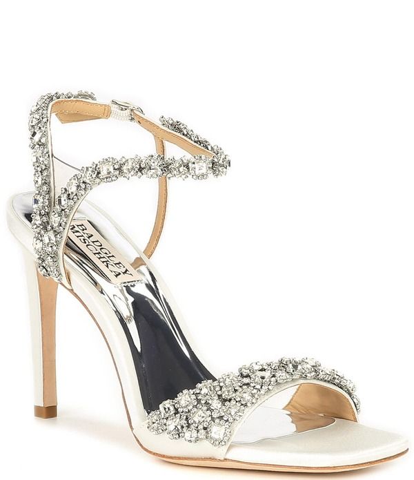 バッジェリーミシュカ レディース シューズ サンダル Badgley Mischka Galia Square Toe Crystal Jewel Ornamentedressandals White