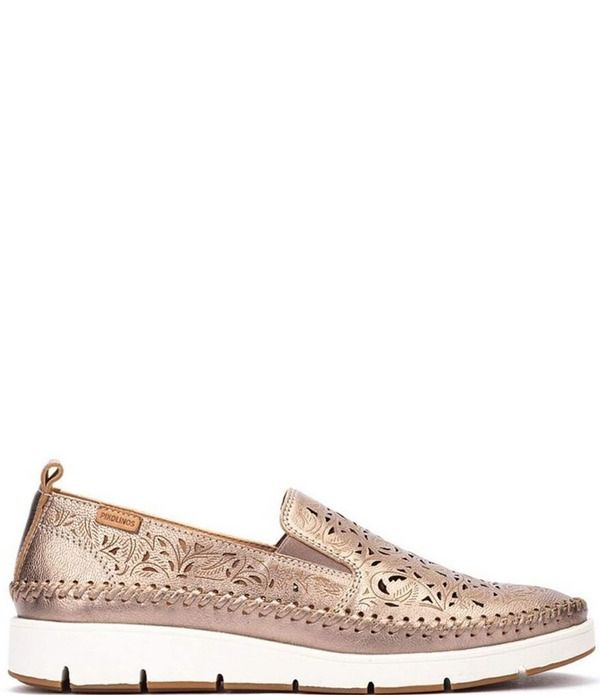 ピコリーノス レディース シューズ サンダル カットアウト レザー ローファー Pikolinos Tenerife Leather Etched Cut Out Wedge Loaferstone