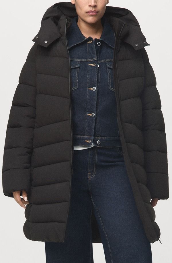 マンゴ レディース アウター ジャケット・ブルゾン キルティング コート MANGO Quilted Puffer Coat Black ブラック