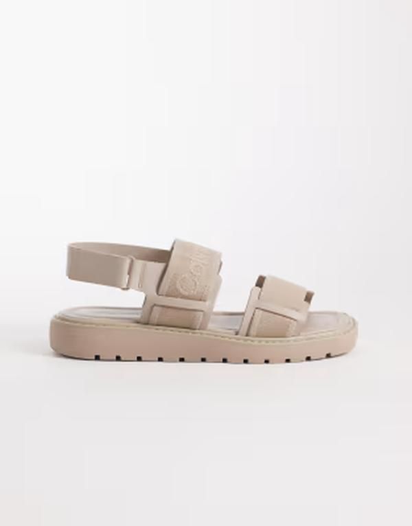 カルバンクライン レディース シューズ サンダル ジーンズ Calvin Klein Jeans webbed square toe molded sandals Nomad ベージュ