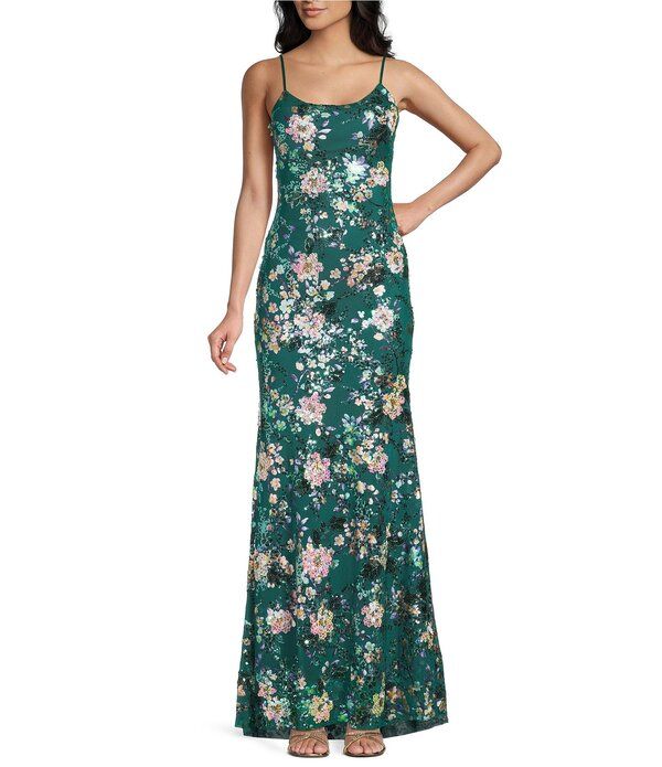 ハニーアンドロージー レディース トップス ワンピース フラワー柄 スパンコール フラワー Honey and Rosie Floral Patterned Sequin Scoop Neck Bac