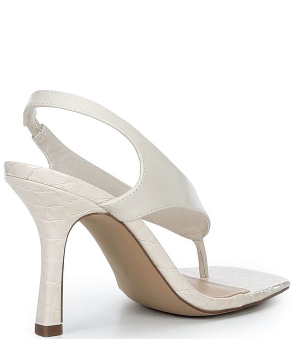 スティーブ マデン レディース シューズ ヒール サンダル レザー Steve Madden Improv Leather Thong Square Toe Croco Slingback Dress 20,286円