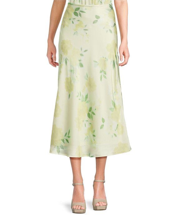 ジービー レディース ボトムスカート フラワー柄 プリント サテン マキシ フラワー GB Satin Floral Print Coordinating Maxi Skirt Light Yello 11,300円