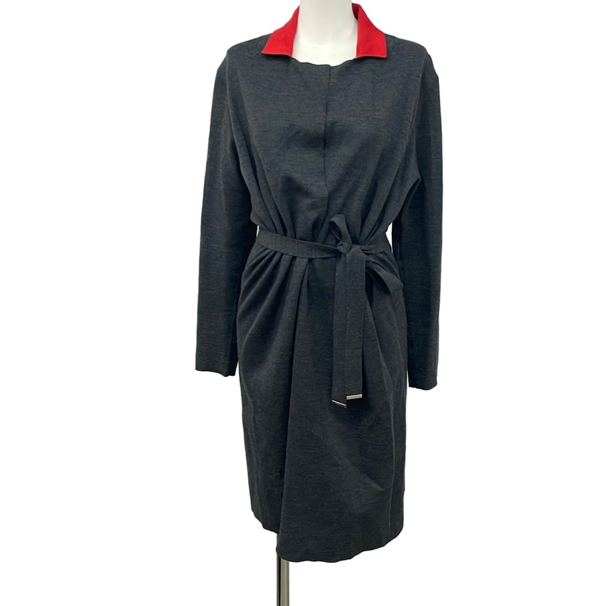 PaulSmith BLACK(ポールスミスブラック) コート サイズM レディース美品 - ダークグレー×レッド 長袖/ニット/春/秋