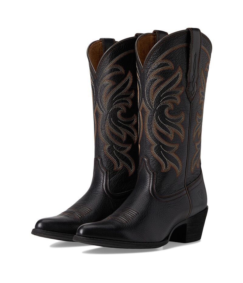 アリアト レディース シューズ ブーツ・レインブーツ Ariat Heritage J Toe Stretchfit Western Boots Black Deertan ブラック
