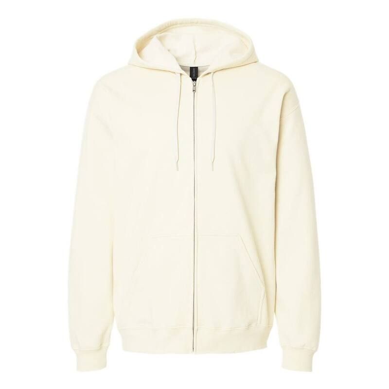 ギルダン レディース アウター ニット・セーター フリース パーカー Gildan Mensoftstyle Fleece Midweight Full Zip Hoodie Off White オフ