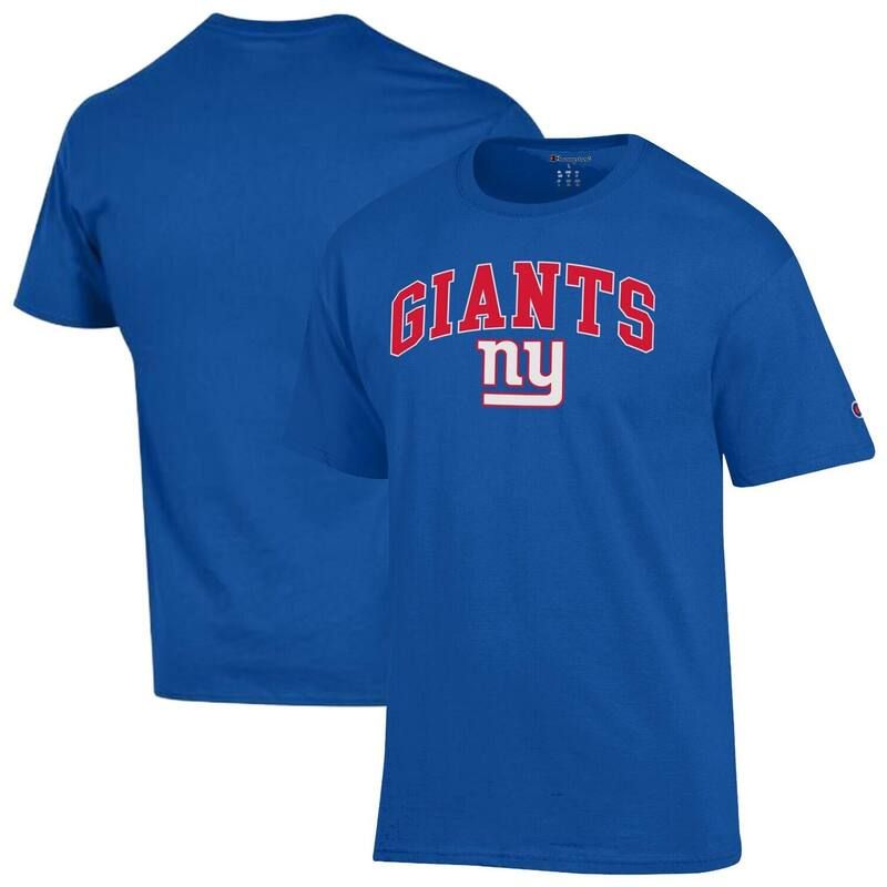 チャンピオン レディース トップス Tシャツ ロゴ Mens Champion  New York Giants Arch Over Logo TShirt Gia Blue ブルー