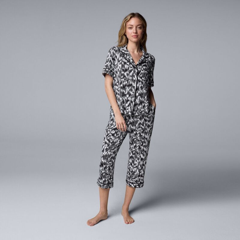 ヴェラウォン レディース アンダーウェア ナイトウェア パンツ キャップ Womensimply Vera Wang 2pc Pajama Top Pajama Capri Pantsleepwear 9,235円