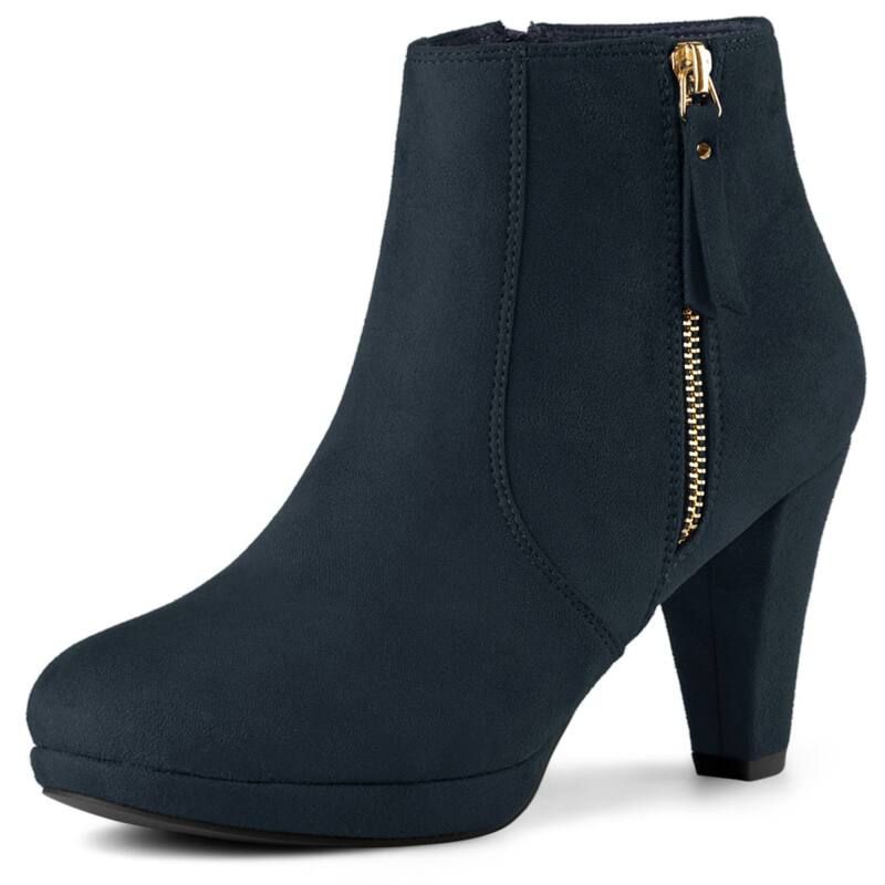 アレグラ ケー レディース シューズ ブーツ・レインブーツ プラットフォーム アンクル ヒール ALLEGRA K Womenside Zip Low Platform Chunky Heel Ank 15,155円