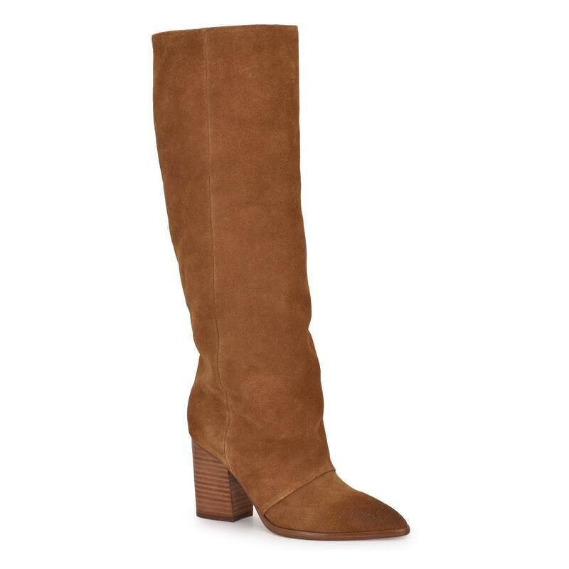 ナインウェスト レディース シューズ ブーツ・レインブーツ ヒール Nine West Chicke Womens Block Heel High Shaft Dress Boots Cognac S