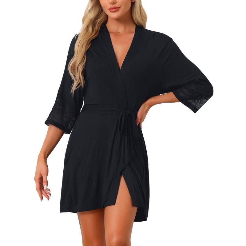 cheibear レディース アンダーウェア ナイトウェア cheibear Womens Robe Short Bathrobe Lightweighthin Sleepwear Soft Loun