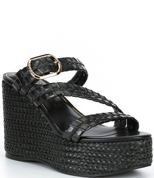 ゲス レディース シューズ サンダル プラットフォーム Guess Evana Woven Strappy Platform Wedge Slide Sandals Black ブラック