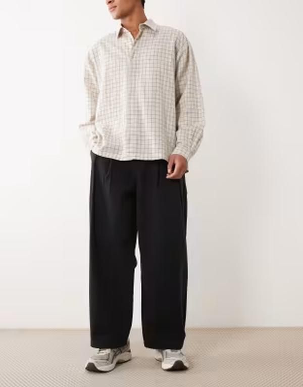 エイソス メンズ ボトムス カジュアルパンツ ASOS DESIGN barrel pants with pleats Black ブラック