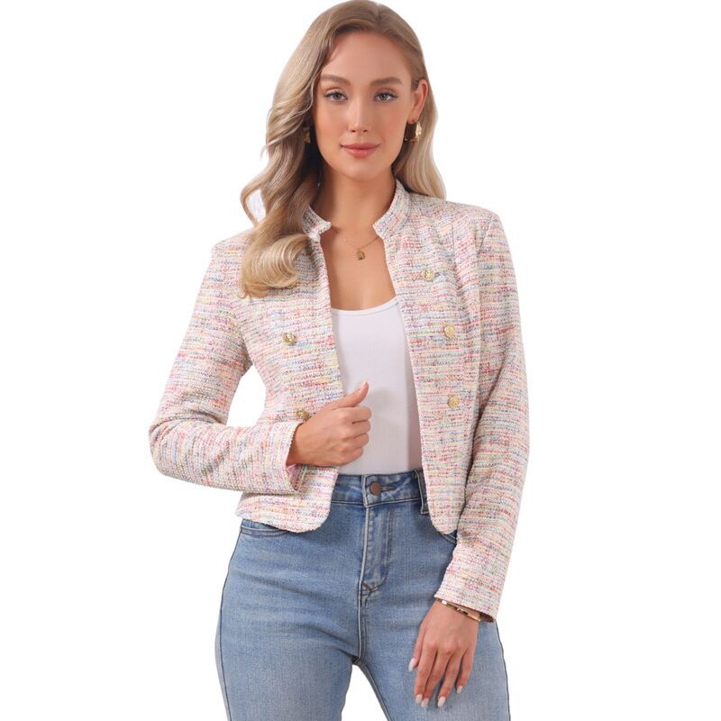 アレグラ ケー レディース アウター ジャケット・ブルゾン ツイード ブレザー ALLEGRA K Womens Elegant Plaid Tweed Blazer Jacket Multicolo 14,415円
