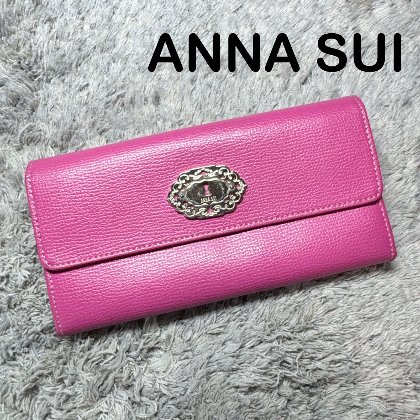 ANNA SUI アナスイ レザー がま口 長財布 フラップ ピンク 花柄 - メルカリ