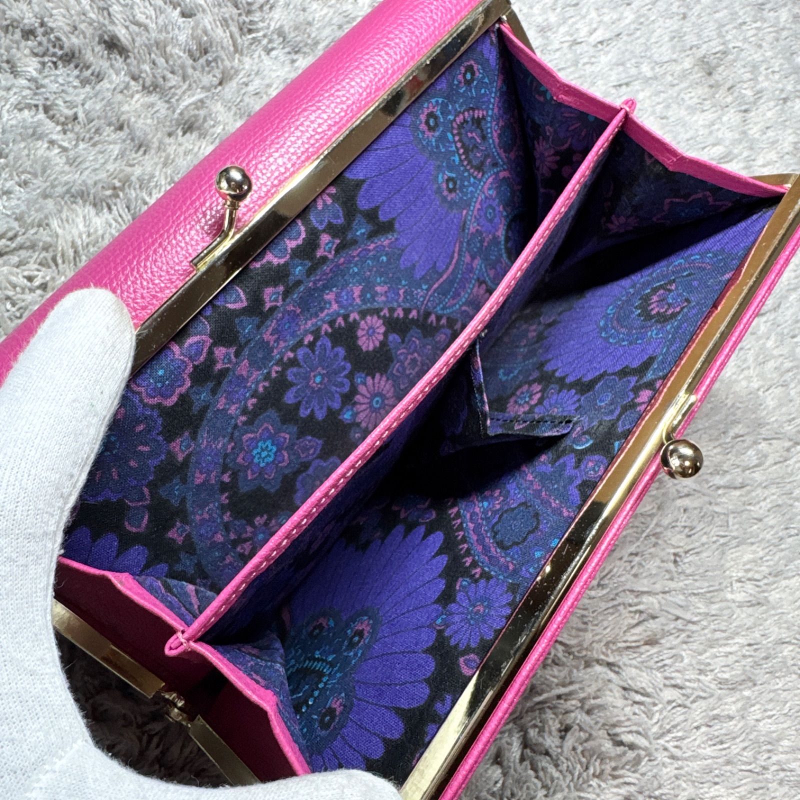 ANNA SUI アナスイ レザー がま口 長財布 フラップ ピンク 花柄 - メルカリ