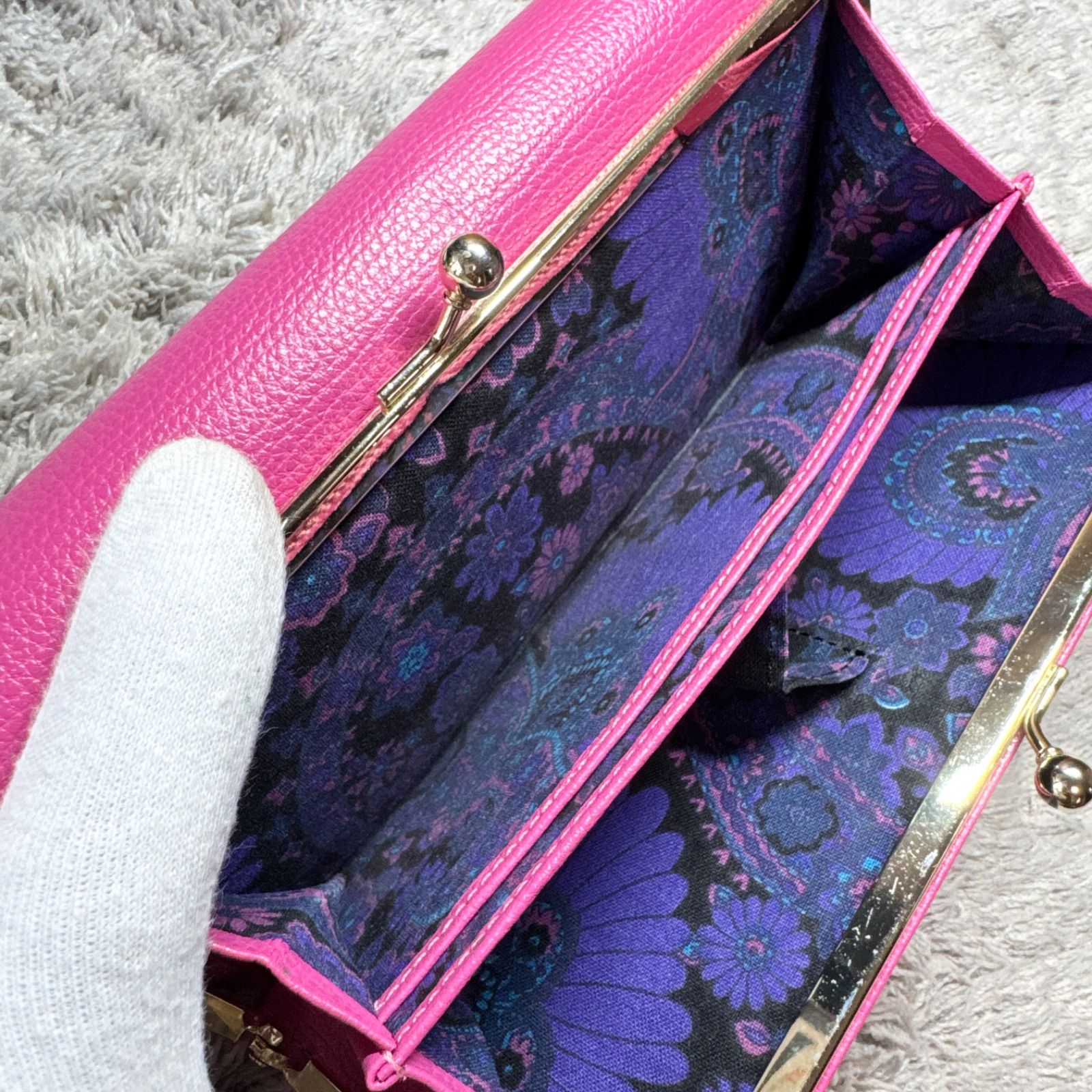 ANNA SUI アナスイ レザー がま口 長財布 フラップ ピンク 花柄 - メルカリ