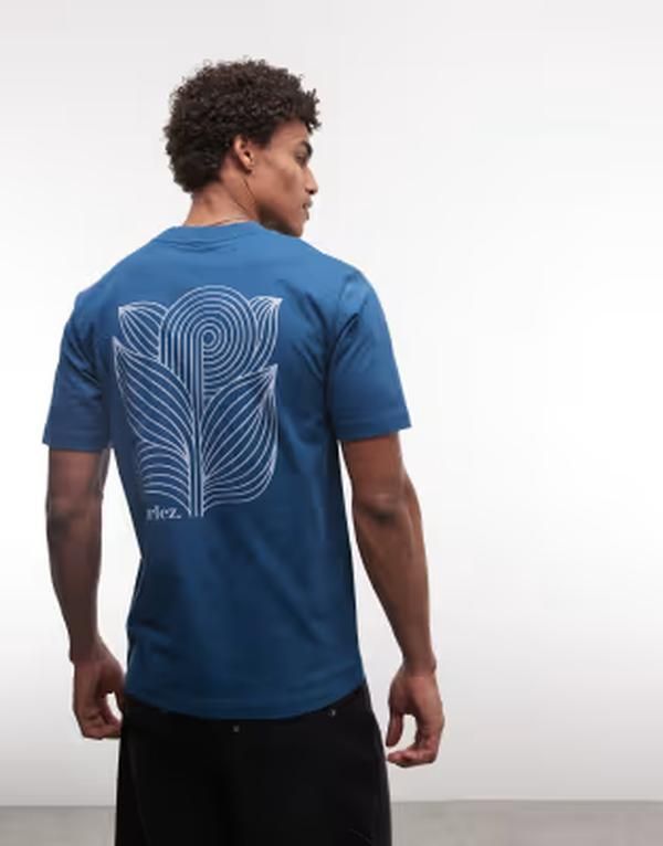 パルレ メンズ トップス Tシャツ グラフィック Parlez short sleeve astor Tshirt with back graphic MID BLUE ブルー