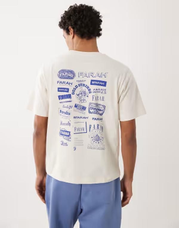 ファーラー メンズ トップス Tシャツ プリント クロップド ロゴ グラフィック Farah Archive cropped box graphic logo Tshirt with back pri 21,075円