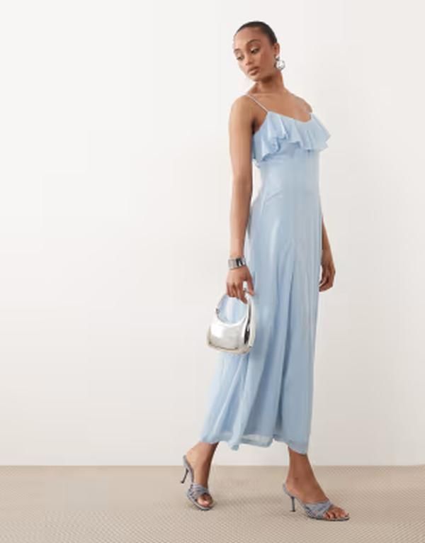 ベロモーダ レディース トップス ワンピース シフォン フリル ミディ Vero Moda Tall ruffle bust chiffon midi cami dress in light CM B