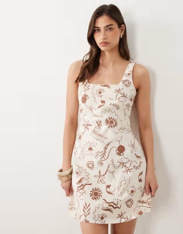 ノーバディーズ チャイルド レディース トップス ワンピース ミニ リネン Nobodys Child Connie linen blend square neck shift mini dress 28,470円