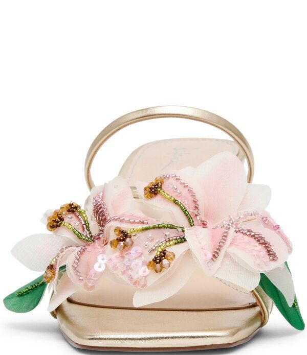 ベッツィジョンソン レディース シューズ サンダル フラワー柄 フラワー ヒール Betsey Johnson Wells Beaded Floral Kitten Heel Dresslide Sa