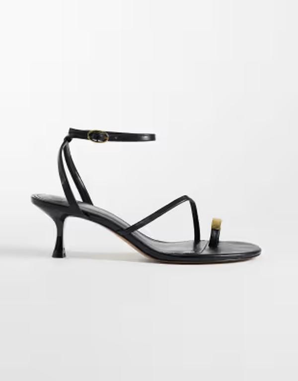 マンゴ レディース シューズ サンダル レザー フェイクレザー ヒール Mango faux leather strappy heeled sandals withardware detailing