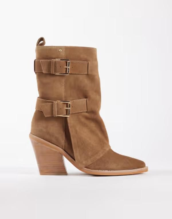 ブロンクス レディース シューズ ブーツ・レインブーツ スエード アンクル Bronx Newkole western ankle boots with buckles inatural suede