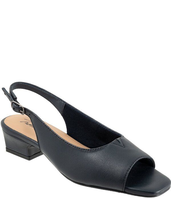 トロッターズ レディース シューズ サンダル レザー Trotters Dawn Leather Slingback Sandals Navy ネイビー