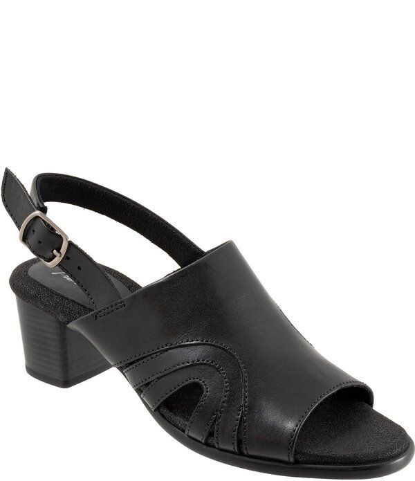 トロッターズ レディース シューズ サンダル レザー ヒール Trotters Mariam Leather Slingback Block Heel Sandals Black ブラック
