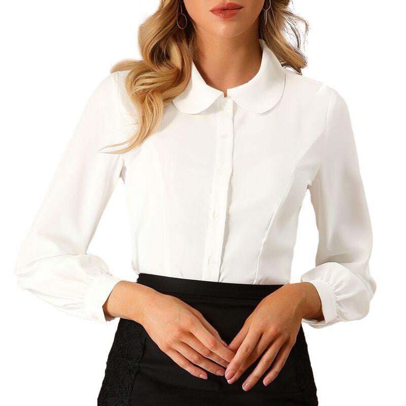 インスパイア シック レディース トップス シャツ ボタンダウン ブラウス INSPIRE CHIC Womens Peter Pan Collar Blouse Business Casualong