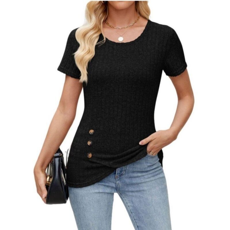 イエスファッション レディース トップス シャツ リブニット クルーネック アシンメトリー ニット Yesfashion Womens Rib Knitop Crew Neck Short Sleev 8,861円