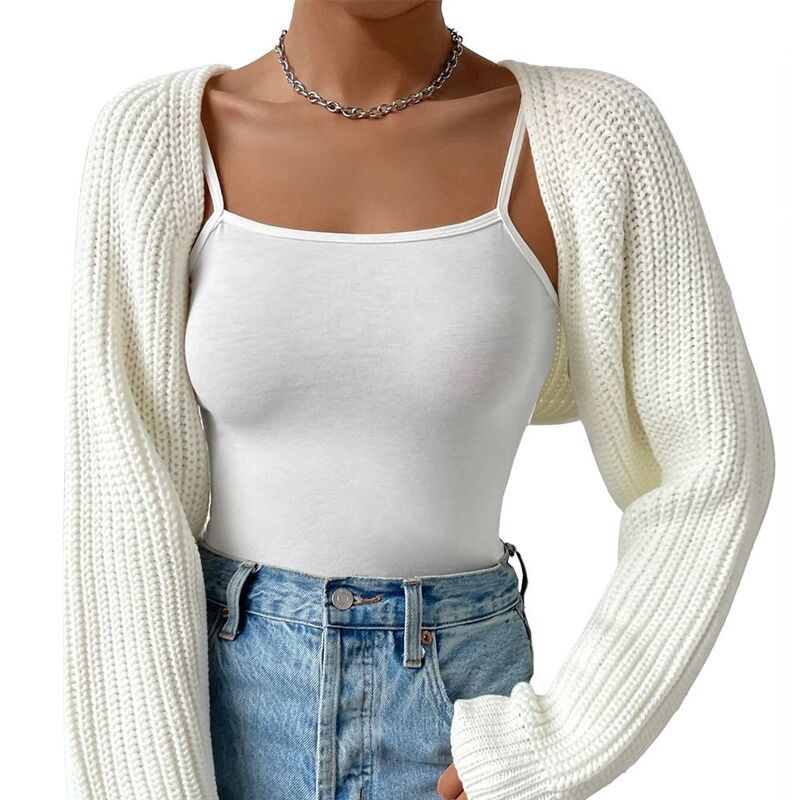 クリアフラワー レディース アウター ニット・セーター カーディガン コート クロップド ClearFlower Womens Cropped Knit Cardigan Long Sleeve Op
