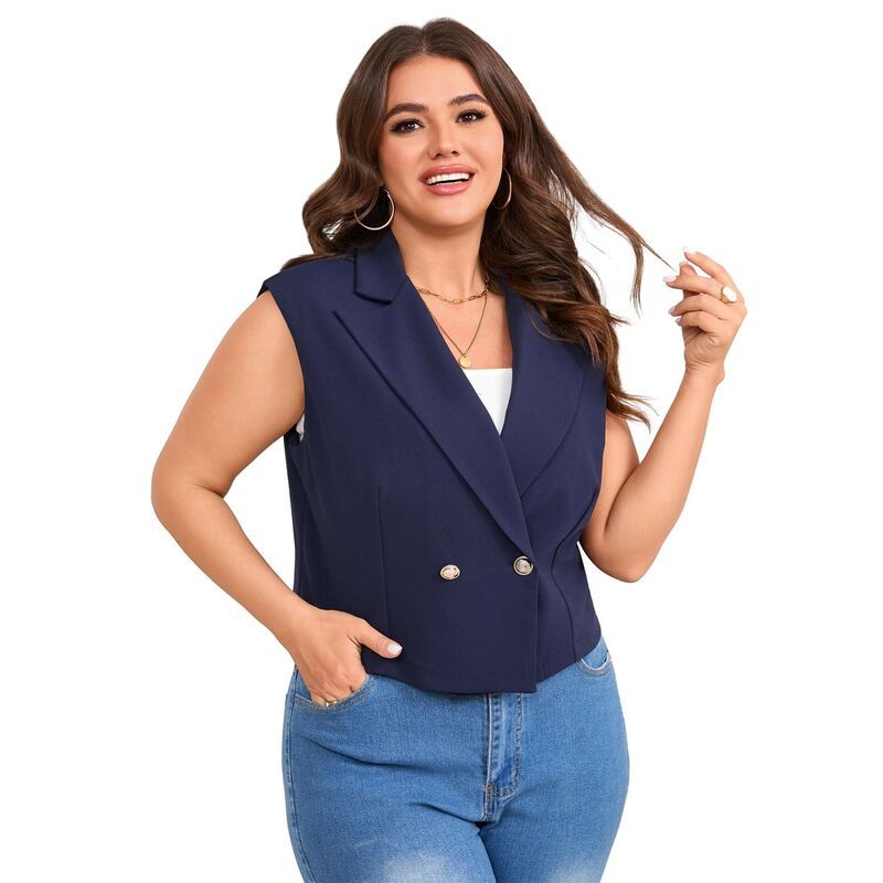 セオリア レディース アウター ジャケット・ブルゾン プラスサイズ ベスト ノースリーブレザー Seoria Plusize Womensleeveless Vestop Casual Office