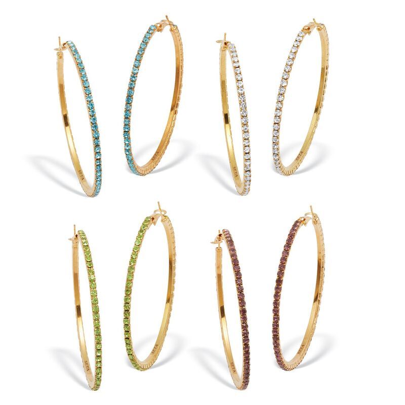 パームビーチジュエリー レディース アクセサリー ピアス・イヤリング PalmBeach Jewelry 4Pair MultiColor Oversized Crystal Hoop Earring