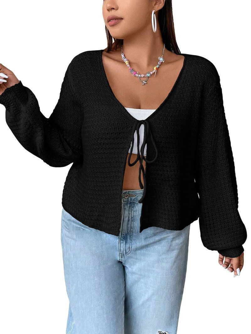 マキシスマーチ レディース アウター ニット・セーター プラスサイズ カーディガン Maxxis Merch Womens Plusize Cardigan Hollow Out Open Knit