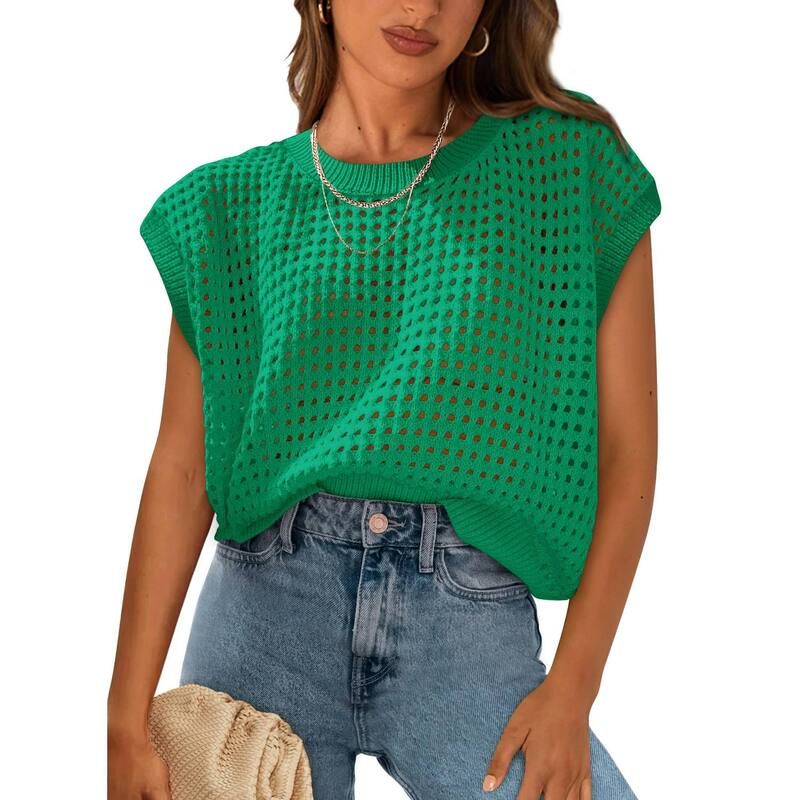 クリアフラワー レディース アウター ニット・セーター ベスト ノースリーブ ClearFlower Womensleeveless Knit Pulloveround Neck Loose Fit