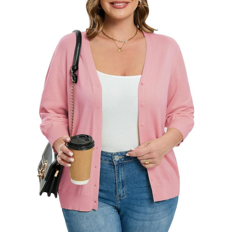 コジョイン レディース アウター ニット・セーター Vネック プラスサイズ カーディガン Kojooin Womens Plusize Cardigan Open Front Oversized Bu