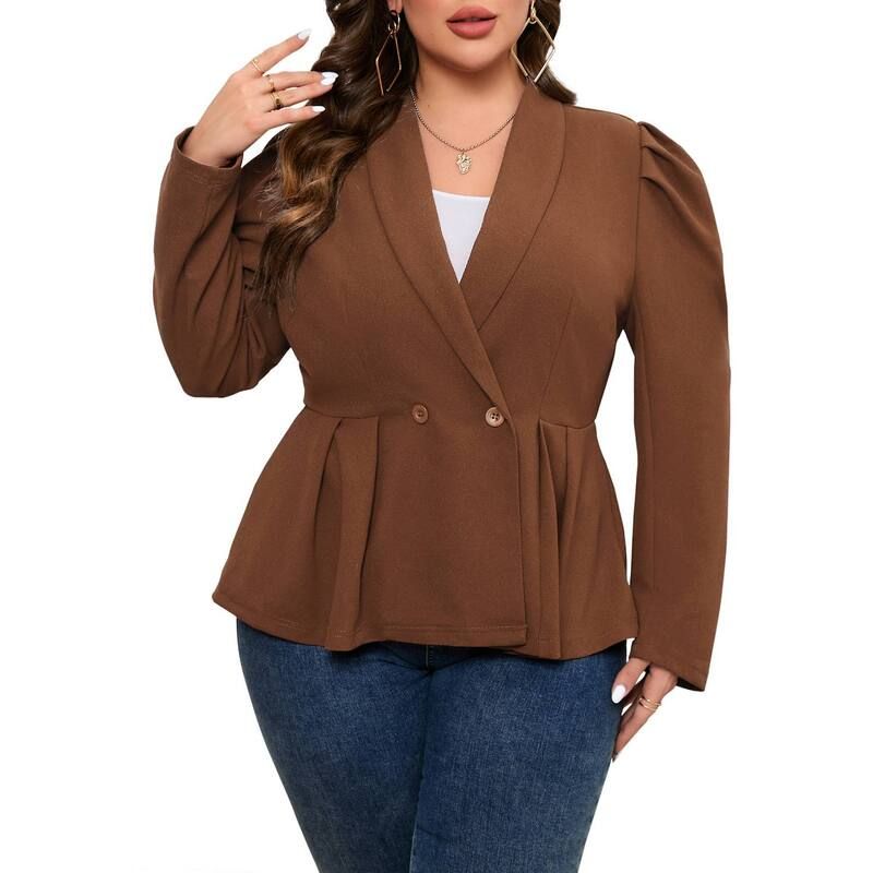 セオリア レディース アウター ジャケット・ブルゾン プラスサイズ ブレザー ニット Seoria Womens Plusize Blazer Casual Business Knit Blazer