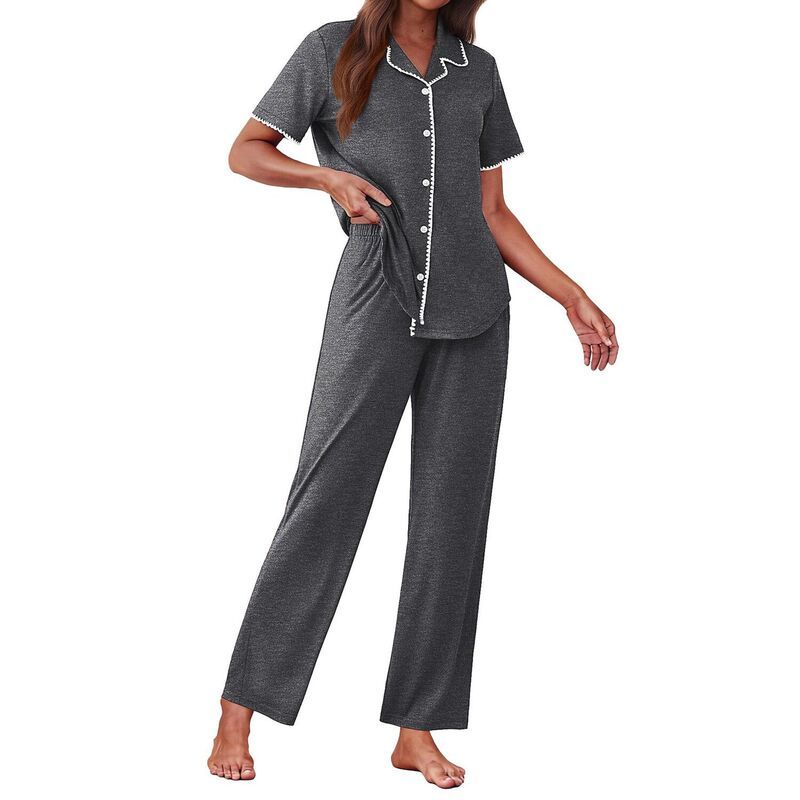 エコアー レディース アンダーウェア ナイトウェア ボタンダウン パンツ ダウン Ekouaer Womens Pajama Sets Button Down Loungewear Short Sle 11,005円