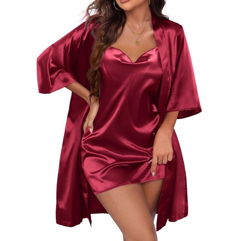 エコアー レディース アンダーウェア ナイトウェア サテン シルク Ekouaer Womensatin Robe Set Nightgown with Robesilk Pajama Set 2 P