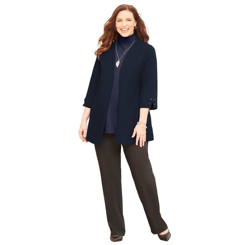 キャサリンズ レディース アウター ニット・セーター プラスサイズ カーディガン Catherines Womens Plusize Suprema 34Sleeve Cardiganavy ネイビー