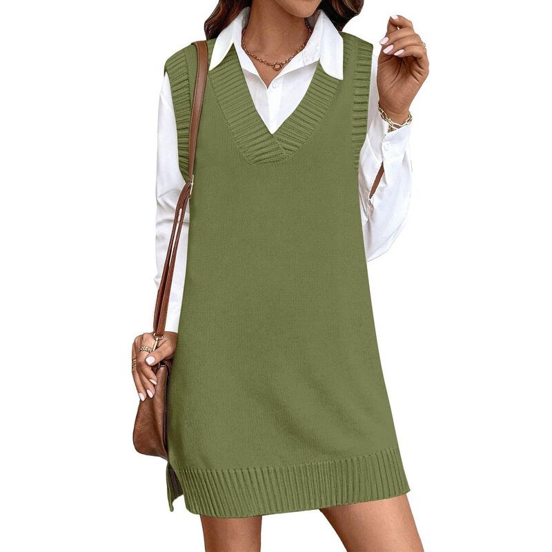 ジーグー レディース トップス ワンピース Vネック ベスト セーター ノースリーブ ニット Zeagoo Womens V Neck Sleevelessweater Vest Dress Over