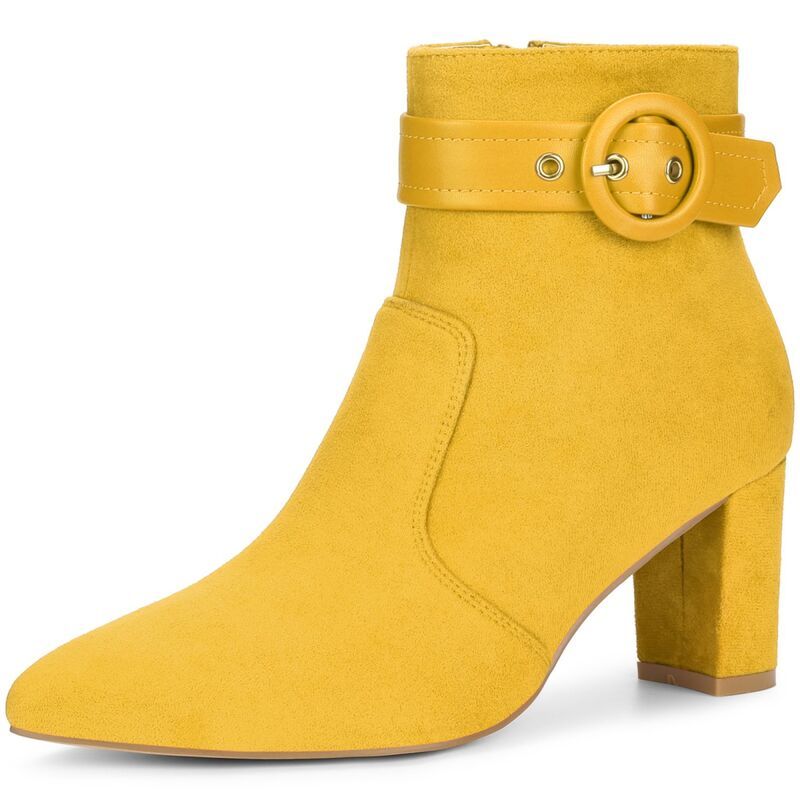ブリスフルステップ レディース シューズ ブーツ・レインブーツ アンクル ヒール BLISSFUL STEP Buckle Ankle Boot Pointed Toe Chunky Heel Boo