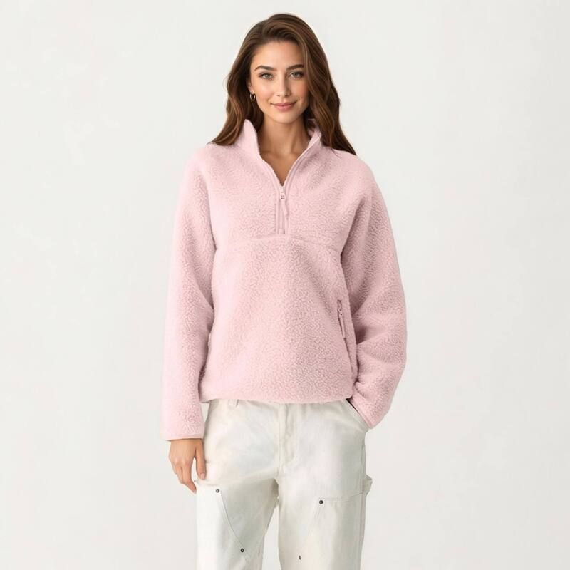 アンナカシ レディース アウター ジャケット・ブルゾン ハーフジップ フリース AnnaKaci Womens High Pile Fleece Pullover Jacket withalf Zip
