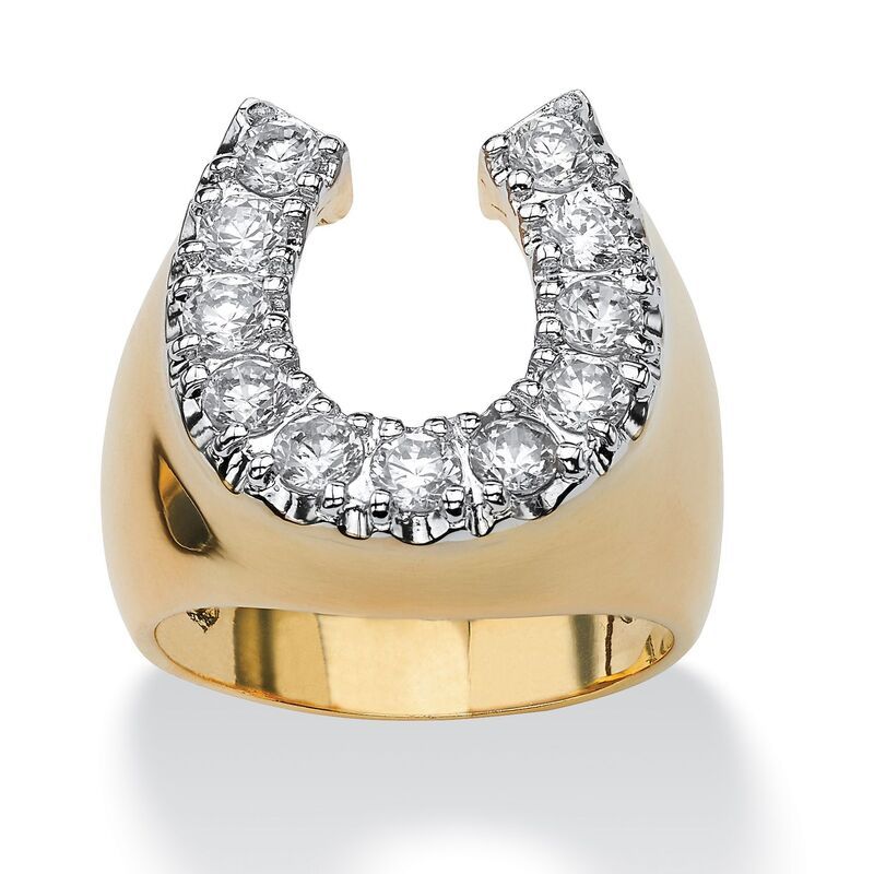 パームビーチジュエリー レディース アクセサリー リング PalmBeach Jewelry Mens 110 TCW Round Cubic Zirconia GoldPlated Lucky Ho