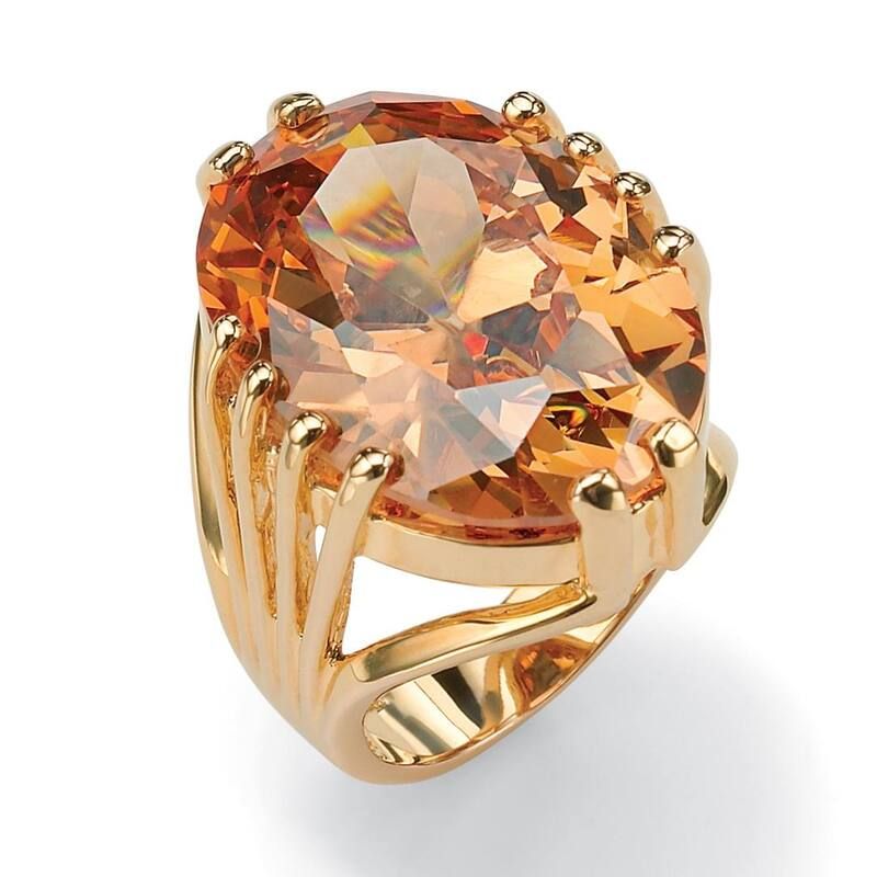 パームビーチジュエリー レディース アクセサリー リング PalmBeach Jewelry 2402 Carat Oval Cut ChampagneColor Cubic Zirconia Yel